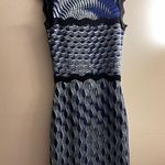 Mary Katrantzou Swisher Blue Sleeveless Wavy Print Knit Dress Silk blend S Photo 1