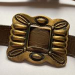Leather Statement Belt Medallion‎ Butterfly Genuine Leather Brown Gold Metallic Photo 2