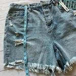 Ymi  Mom Fit High Rise Button Fly Distressed Frayed Light Denim Shorts 17… Photo 5