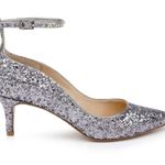 Badgley Mischka x Jewel Silver Glitter Kitten Heels Sz. 9 Photo 1