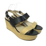 Calvin Klein Lorianne Two Tone Black & Beige Leather Wedge Sandals Size 10 M Photo 0