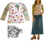 Fresh Produce 90s Y2K  Floral Stripe Long Sleeve Top‎ NWT SMALL Cotton DEADSTOCK Photo 1