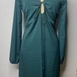 Abercrombie & Fitch  XS Tall Long-Sleeve Front Tie Mini Dress Dark Teal Photo 0