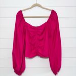 A New Day A New Day Women's Long Balloon Sleeve Ruched Front Top Pink Size XL Photo 1