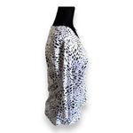 Chico's Womens Top Sz 2 L 12 Black White Eco Weave Paige Knit Animal Print Photo 5