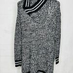 True Craft  Sz XS Hooded Open Varsity Cardigan Chunky Knit Sweater Black/White Photo 7
