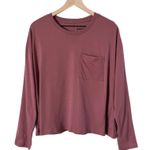Pact  Organic Cotton Long Sleeve Pocket Tee in Wine Red Size Large Photo 0