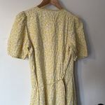 Ann Taylor  NWT Yellow Floral Puff Sleeve Wrap Dress Medium Ruffle‎ Hem Tie Waist Photo 4