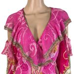 Camilla Silk Crystal Embellish Rufle Assym Wrap Dress Rainbow Rhythm Luxury Rare Photo 4