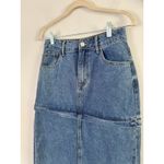 Forever 21 NWT  Blue Denim Zip Off Convertible Straight Maxi Skirt Size Small Photo 2