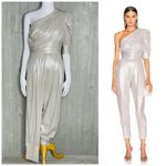 Retrofête Rare retrofete Thambi Jumpsuit / romper one shoulder silver retro outfit xs Photo 1