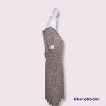 Nine & Co by Nine West Leopard Print V Neck Short Sleeve Midi Dress Size M Brown Size M Photo 2