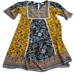 Sundance Bohemian Patchwork Floral Bell Sleeve Midi Dress Women's Size Small Yellow Photo 6