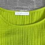 Ces Femme Ruffle Sleeve Cotton Gauze Top Womens M Bright Lime Textured Muslin Green Size M Photo 3