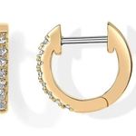 14K Gold Plated Cubic Zirconia Cuff Earrings Huggie Stud Photo 0