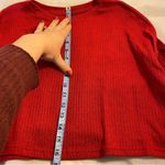 SheIn  Blouse Top Long Wide Bell Sleeve Red Ribbed Cropped Neutral Solid Casual Photo 7