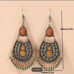Bohemian Beaded Tassel Drop Dangle Earrings Silver Plated Decor Gift For Women Brown Photo 3