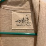 Angel of the North Beige Knit Cardigan Sheer Ruffle Trim Open Front Women's L Tan Size L Photo 1