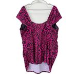 Torrid  Swim Wireless Ruched Cap Sleeve Tankini Top‎ Pink Animal Print Size 4X Photo 5