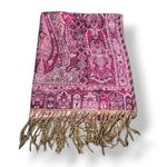 Burgundy Paisley Fringe Shawl Wrap Scarf Boho Bohemian Festival Layering Piece Red Photo 1