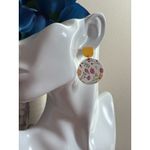 Colorful Flowers Floating in The Wind Earrings Gold Photo 1