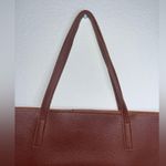 Vince Camuto Brown Vegan Pebbled Leather Black Line Detail Tote Bag 17.5 x 12 in Photo 3