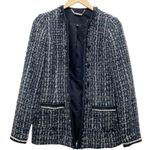 White House | Black Market Faux Pearl-Trim Tweed Topper Black Navy Ivory Size XS Photo 2