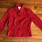 Worthington Red Faux Suede Button Down Women's Shirt Medium EUC Photo 0