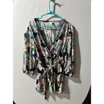 Crown & Ivy  Womens‎ 1X V-Neck Floral Print Blouse With Belt Photo 1