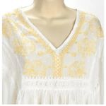 Anthropologie Liv Los Angeles Ivory Embroidered Empire Waist Shirt Size L Yellow Size L Photo 3