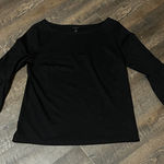 Talbots Womens Blouse Black Bell Sleeve Scoop 3/4 Sleeves Size Small Photo 0
