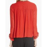 Ganni  Mullin Georgette Blouse US 4 Red Black Polka Dot Sheer‎ Long Sleeve Ruffle Photo 1