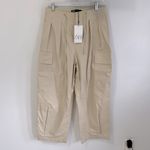 ZARA  Barrel Leg Cargo Chino Pants Tan Photo 4