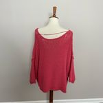 Free People Halo Pullover Crocheted Knit Sweater Oversized Coral Pink Photo 7