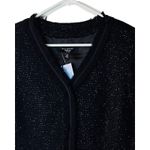 Talbots  Grace Fit Sweater Size 10P Black Silver Wool Lined Ruffled Trim NWT Photo 2