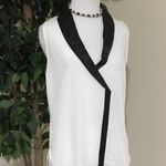 White Patterson J Kincaid With Black Leather Trim Lightweight Top XS Photo 2