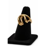 Vintage 18K HGE Gold Swirl Statement Ring | Modernist Abstract Design | Size 7 Photo 0