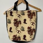 Equestrian Tapestry Tote Handbag Black Photo 0