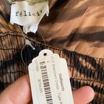 Felicite satin smocked tiger print dress size small. Vneck front and back. NWT Brown Photo 3
