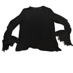 KOBI HALPERAN Elegant Black Lace VNECK Crochet Boho Trim Women's Top Size M Size M Photo 1