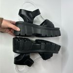 New Faux Black Leather Chunky Black Platform Shoes with Adjustable Straps 7 Photo 8