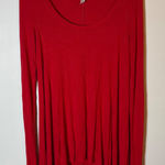 Free People ‎ Red Ribbed Knit Long Sleeve Top High Low Hem Size Small Photo 0