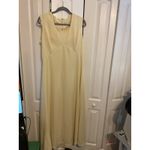 Vintage‎ 1970s 2 Piece Dress Set Floral Sheer Top Sleeveless Gown Modest Maxi Yellow Size L Photo 4