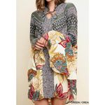Umgee Boho Tunic‎ Dress Floral Paisley Print Long Sleeve Keyhole Neck Flowy Photo 8
