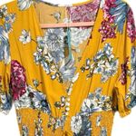 Boho Summer V Neck Floral Short Sleeve Slit Maxi Long Dress Yellow Multi Size M Photo 8