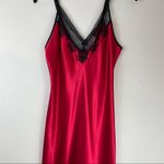 Oscar de la Renta  Red Satin Maxi Slip Dress Sz Medium Lace Mesh Sexy Photo 15