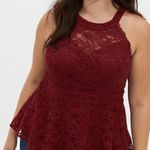 Torrid Red All Over Lace High Neck Peplum Top Photo 0