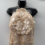 Lovers + Friends Lovers and‎ Friends Rachel Lilium Sequin Gown Size Large Beige Halter Neck Photo 3
