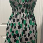 Forever 21  Strapless baby doll top with Green and Black Dots y2k M Photo 0