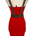 Kimcine Metallic Sexy Bodycon Mini Dress Red Gold Size Large NWT Photo 7